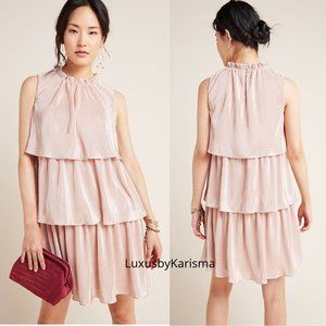 NWT Anthropologie Estelle Blush Tiered Tunic Dress. Size L